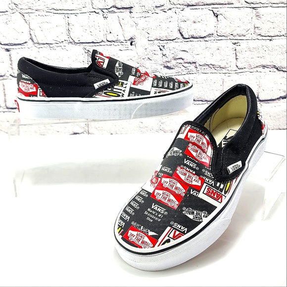 Vans Shoes - VANS Label Mix - NWOT/No box, classic slip-on shoes, black/multi, size 6.5